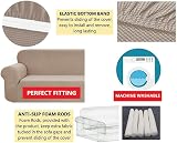SAMSTEX 3 Seater Sofa Cover Taupe Stretch Slipcover 1-Piece view 5