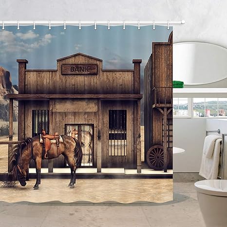 Native American Western Cowboy Fabric Shower Curtains Wild West