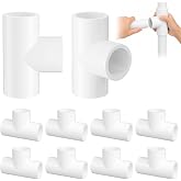 10 Pcs 3/4 Inch PVC Tee Fittings, 3 Way Socket x Socket | Fits Standard 3/4" SCH40 PVC Pipe with 1.05" OD, Furniture Grade Pipe Connectors for Plumbing, Irrigation, DIY Projects