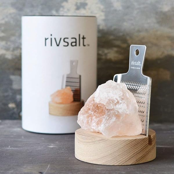 RIVSALT PINK HIMALAYAN ROCK SALT WITH METAL GRATER AND WOODEN HOLDER 40 G