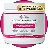 FORTIBONE Collagen Peptides Essential Bone Builder Hydrolyzed Collagen Powder for Women & Men, Clinically-Supported for Bone Strength & Density, Gluten Free & Dairy Free - Unflavored (30 Servings)