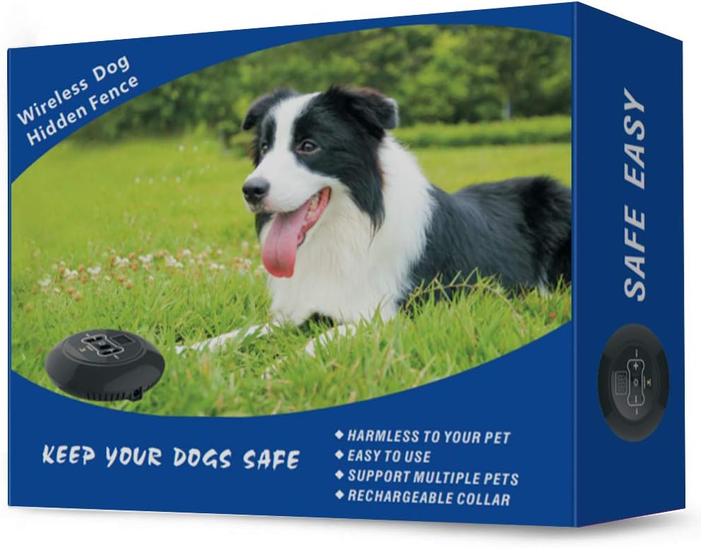 Wireless Fence for Dogs - Rechargeable and Waterproof Shock Collar - Electric Pet Fence for Stubborn Dogs - Large Coverage Area up to 5 Acres - 100% Safe Pet Wireless Containment System (1 Dog)