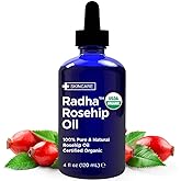 Radha Beauty 4 oz Organic Rosehip Seed Oil 100% Pure Cold Pressed - Great Carrier Oil for Moisturizing Face, Hair, Skin, & Nails, Hydrating and Nourishing