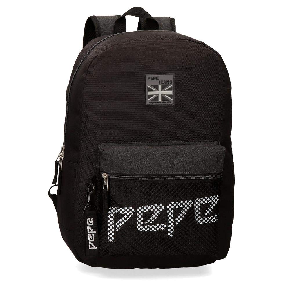 Pepe Jeans Ren Backpack Black 32x44x15 cms Polyester 21.12L