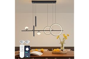 ORANOOR LED Modern Chandeliers for Dining Room, Dimmable Black Gold Chandelier Kitchen Pendant Lighting Over Island, Linear Ring Globe Pendant Light Fixtures Dining Room Lights Ceiling Hanging