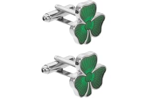 Baluue 2pcs Irish Shamrock Cufflinks Set Green Clover Pair for Men Formal Shirts Corporate Events and St
