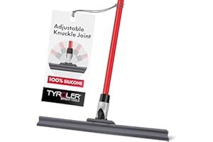 Tyroler Floor Squeegee Heavy Duty 45CM 100% Silicone Head Squeegee Broom, Anti-Rust 4 Part Handle, Squeegee Floor for Washing