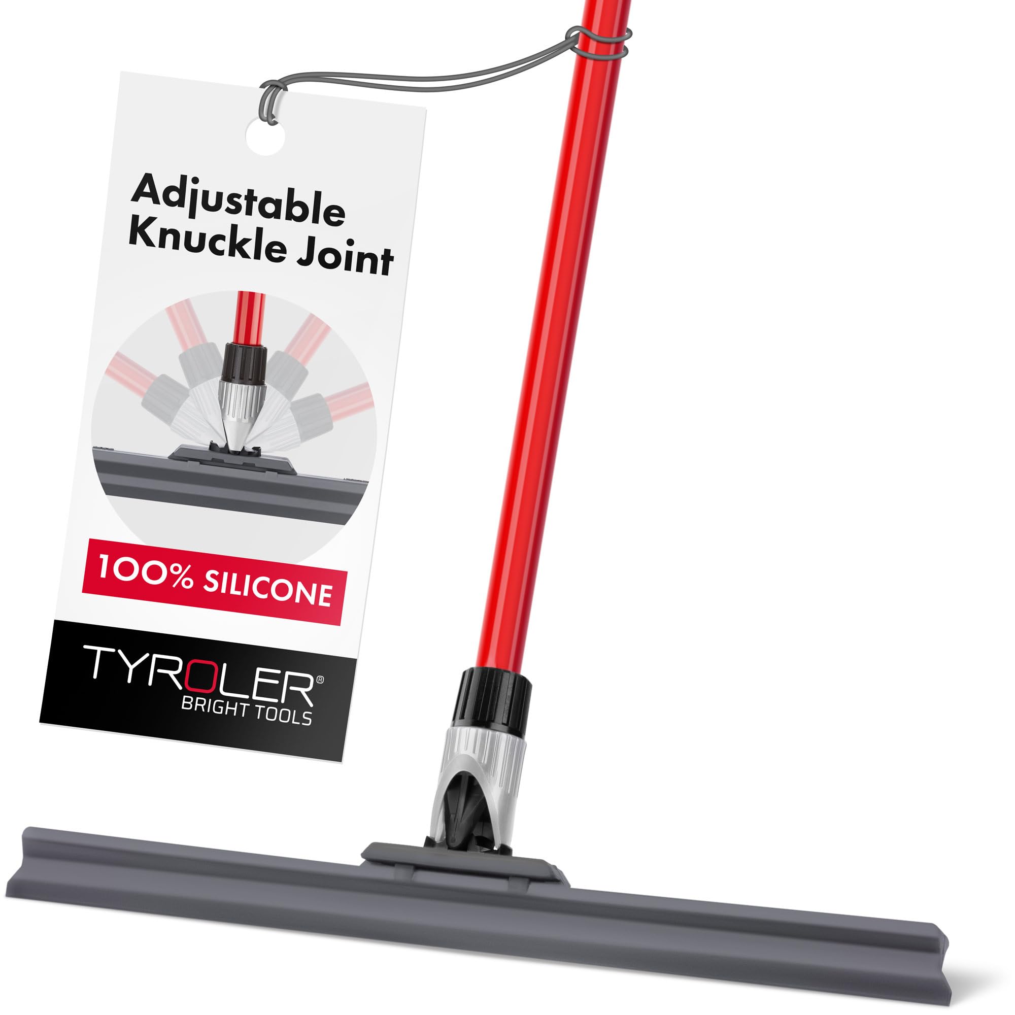 Tyroler Wet Room Floor Squeegee Heavy Duty | 45 Cm Head 100% Silicone, 4 Part 140 Cm Long Handle Squeegee, Perfect Bathroom and Shower Squeegee, Best for Kitchen, Home, Tile, Patio, Indoor & Outdoor