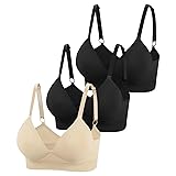 Eleplus 3 Pieces Deep V Wireless Bras for Women