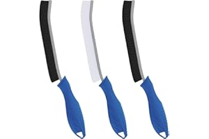 FOOGWEE Hard Bristle Crevice Cleaning Brush - Cleaning Supplies - Grout Cleaning Brushes for Household Use - Crevice Cleaning Tool for Bathroom, Home and Kitchen (3, Blue)