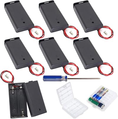 GTIWUNG 7Pcs 2AA Battery Holder with Switch and Case Leads 2x1.5V 3V