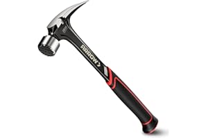 ARROW FASTENER ARROW 20 oz Straight Claw Hammer with Magnetic Nail Holder, Side Nail Puller, Rip Claw Hammer with Milled Face & Shock Absorbing Grip, Heavy Duty One-piece Forged Hammer