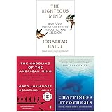 Jonathan Haidt Collection 3 Books Set (Happiness Hypothesis, The Righteous Mind, Coddling of the American Mind)
