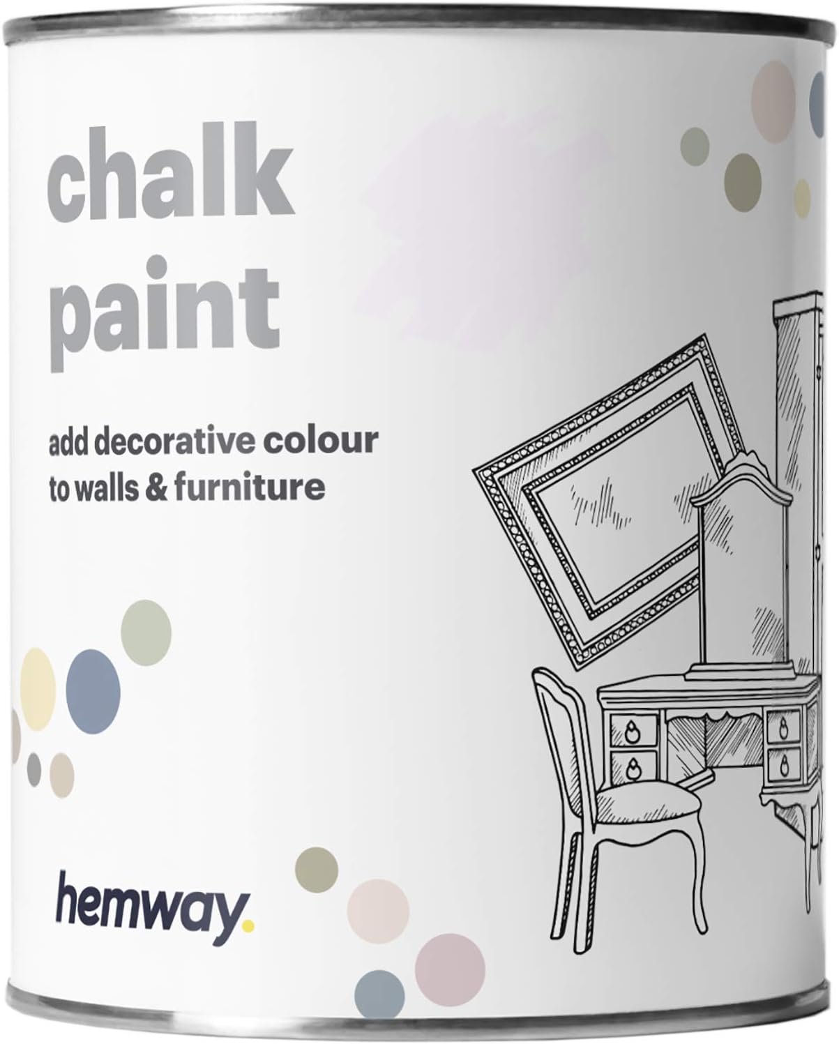 Hemway Chalk Paint Pale Violet Furniture Paint 1L, Matt Finish Shabby Chic, Chalk Furniture & Walls, Quick Dry & 1 Coat