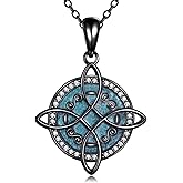 URONE Witches Knot Necklace 925 Sterling Silver Turquoise Witches Pendant Wiccan Jewelry Gifts for Women