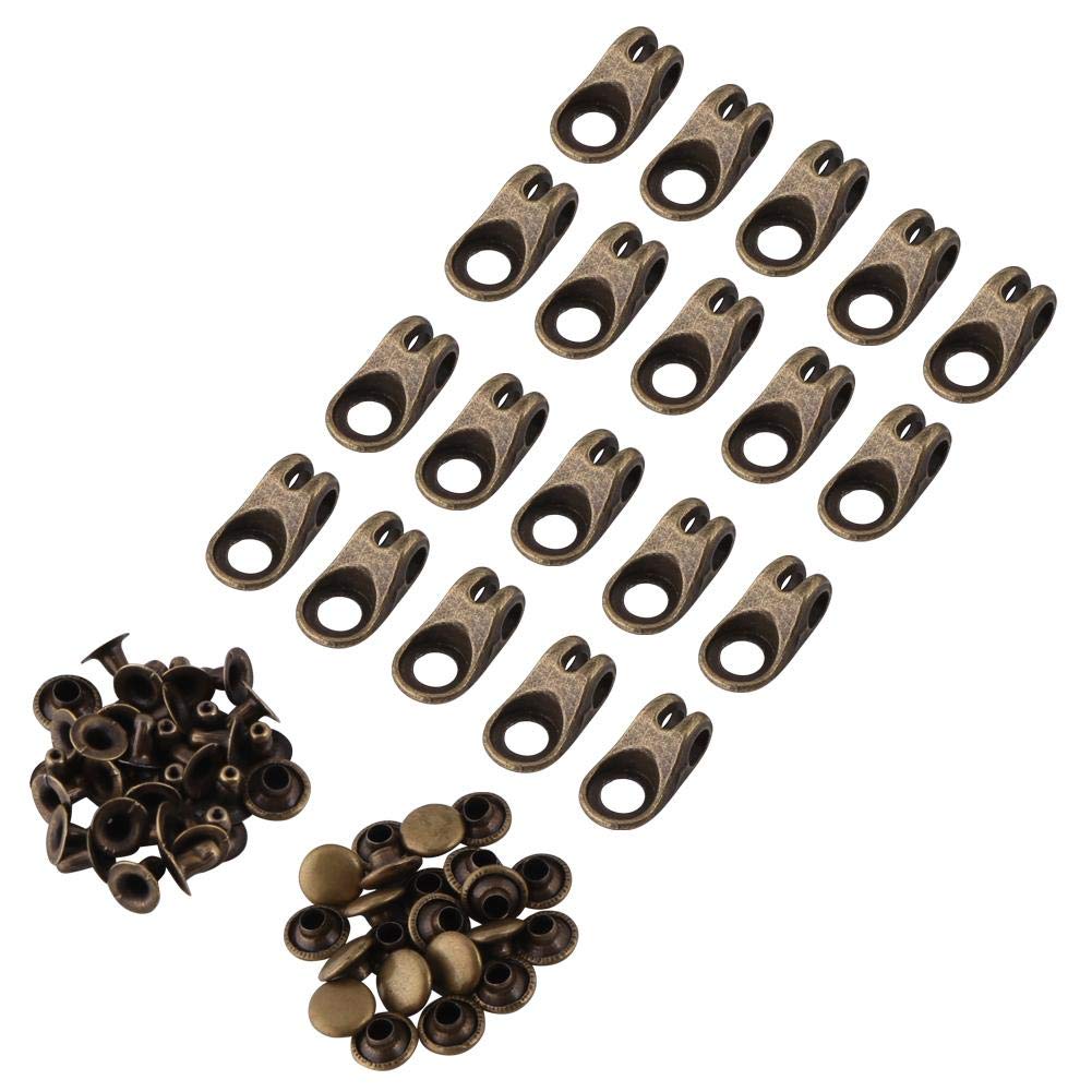 Boots Eyelets 20Pcs Alloy Lace Hooks with Rivets for Boot Repair, Camping, Hiking, Climbing Accessories - Bronze