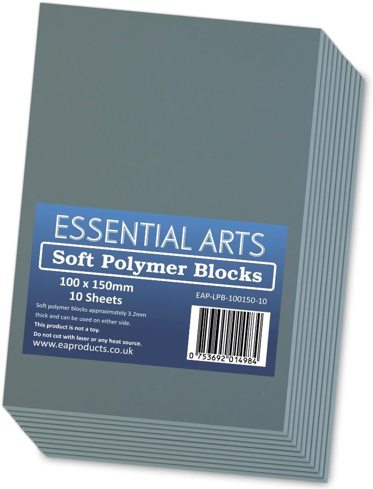 Essential Arts 100x150mm Double Sided Soft Lino Polymer Blocks Pack of 10