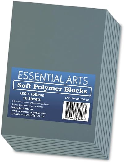 Essential Arts 100x150mm Double Sided Soft Lino Polymer Blocks Pack of 10