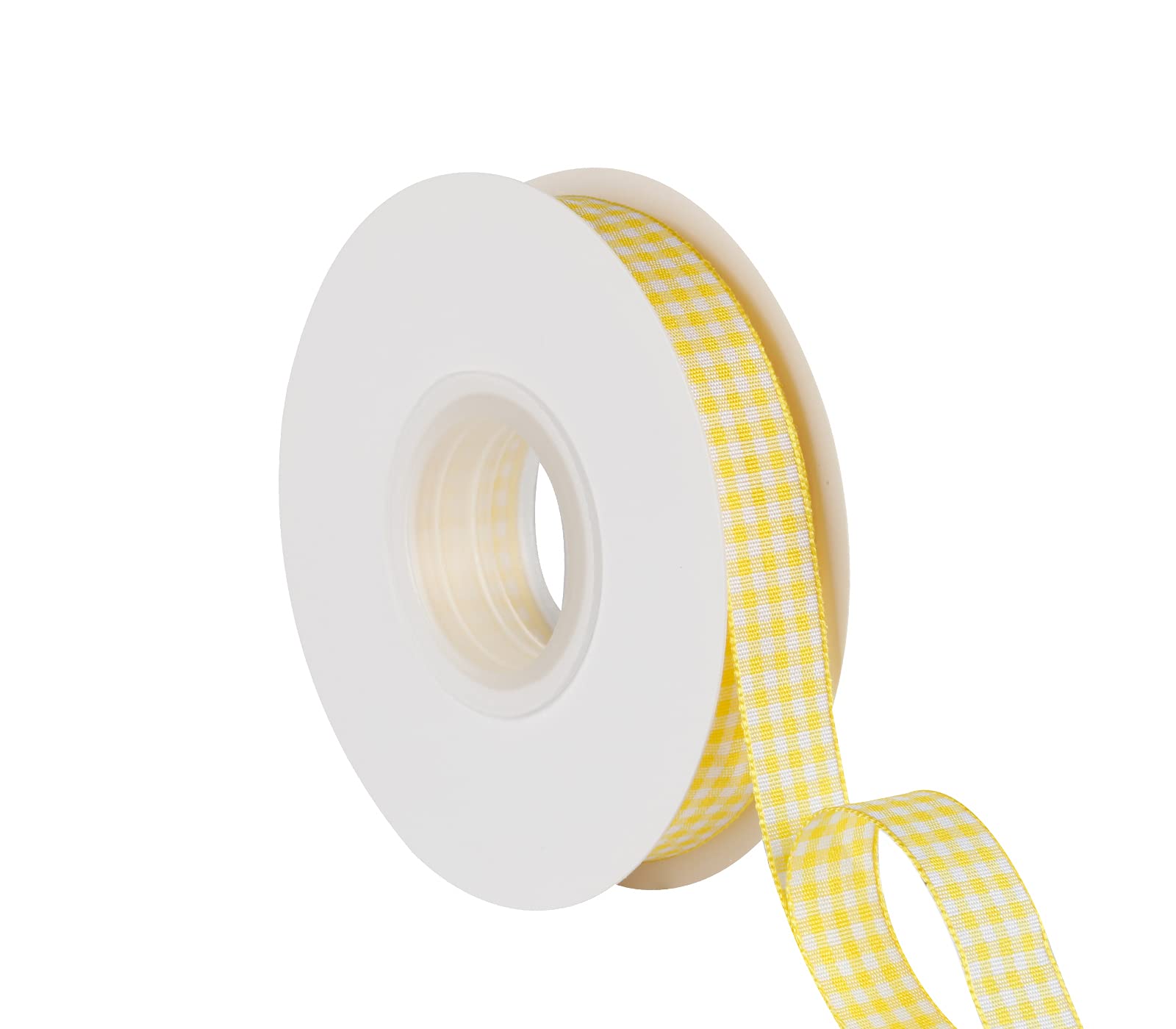 Joycrosso 16mm Wide Yellow and White Gingham Ribbon Plaid Ribbon, Great for Gift Wrapping Home Décor Floral Arrangement, 22 Meters-Roll