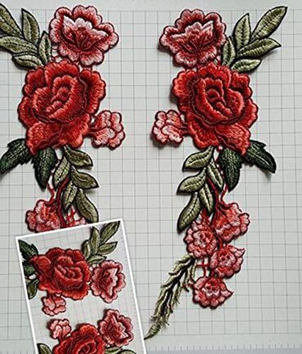 ふく福 薔薇 刺繍アイロンアップリケワッペン花 スパンコールモチーフ 2枚 赤 B06zywzjnl 245円