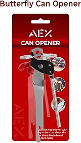 AEX Stainless Steel Butterfly Can Opener with Non-Slip Handle UK Portable view 7