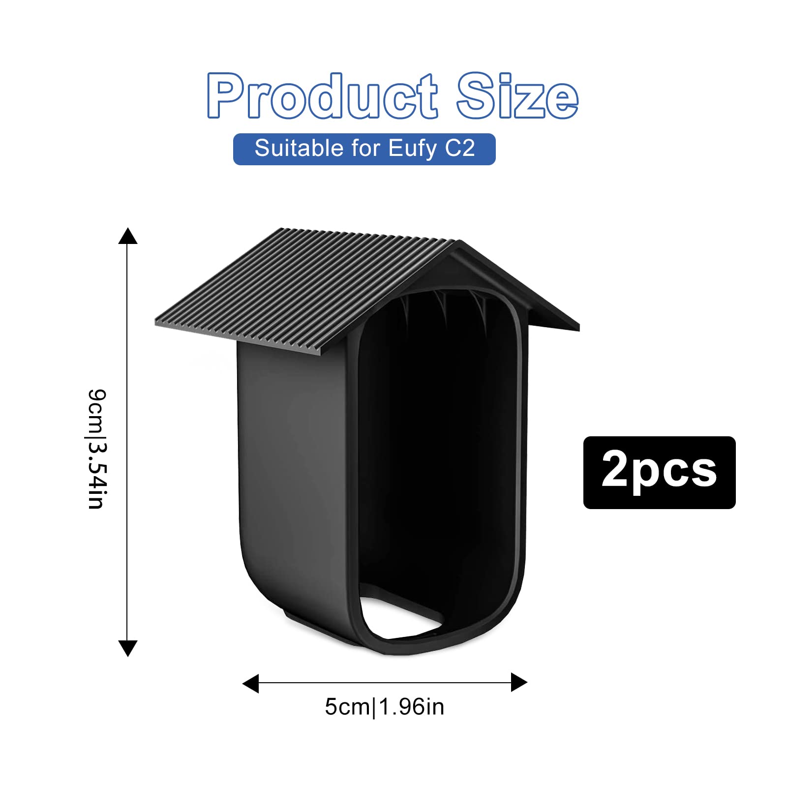 RUNEAY 2 Stück Wetterfeste Silikonhülle für EufyCam 2C/2C Pro,Schwarz Silikon-schutzhülle Wasserdicht und UV-Schutz Home Outdoor Camera für Innen- und Außenbereich 2