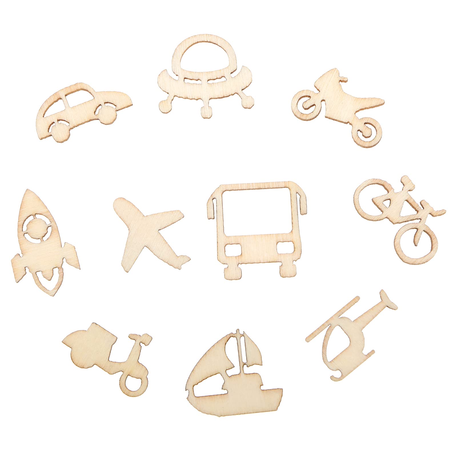 Create idea 100PCS Transportation-Themed Wooden Pieces Rocket Plane Bicycle Wood Chips Decorative Wooden Slices Embellishments for DIY Scrapbooking Card Making Crafts
