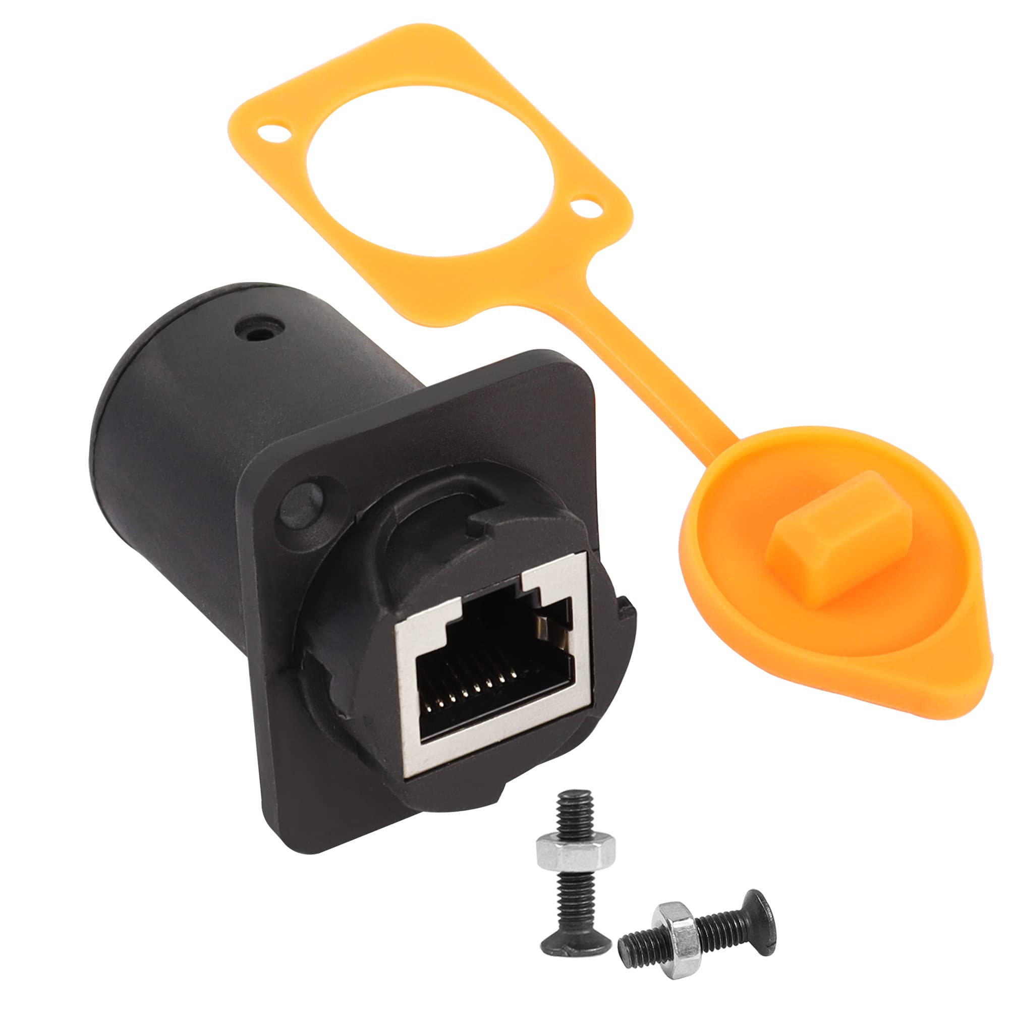 QIANRENON RJ45 Panel Mount Waterproof Adapter CAT6 RJ45 8P8C Female to Female Panel Connector Sockets Extender, with Waterproof/Dust Cap, for Ethernet LAN