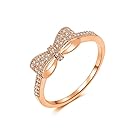 DIFINES Fashion Cute Bow Knot CZ 18k Rose Gold Plated Eternity Band Engagement Promise Rings for Girls Women,Size 8