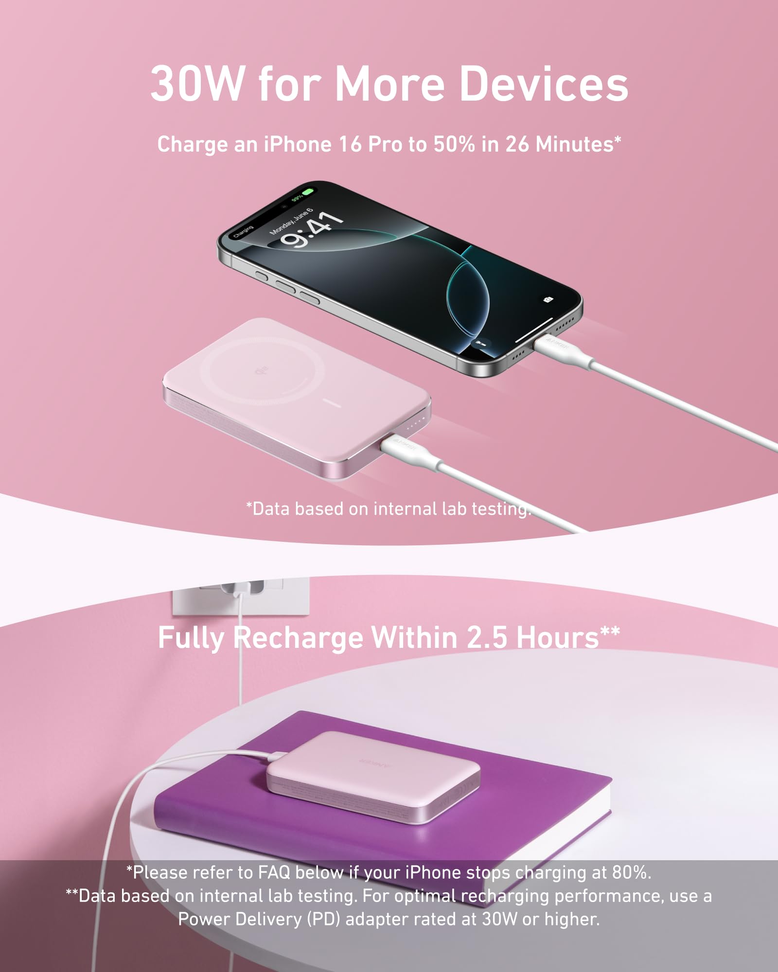 Anker MagGo Power Bank, Ultra-Slim 10,000mAh Magnetic Battery Pack, Qi2 Certified 15W Ultra-Fast MagSafe Compatible Portable Charger, Ergonomic Design, for iPhone16/15/14 Series Only（Not for Pixel）