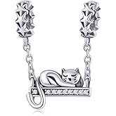 Lucky Animal Charms For Bracelets 925 Sterling Silver Charm Bead Birthday Charms Christmas Charms for Bracelets (Cat Charms)