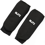 Blitz Elastic Shin Pads Black Small - Padded Slip On Martial Arts