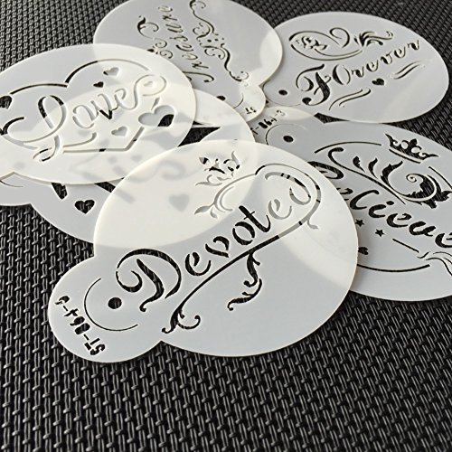 6pcs/set Forever Love Cookie Stencil Set Kiss Cupcake Stencils Wedding Cookies Stencil Template ST-864 - Thumbnail 3