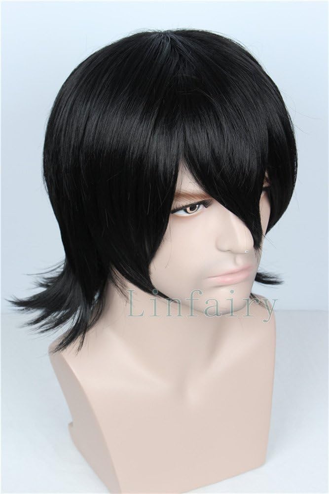 Linfairy Unisex Short Black Straight Cosplay Wig Halloween Costume Wig - Image 4