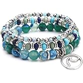 Jardme Healing Crystal Bracelets for Women, 8mm Beaded Natural Stone Stretch Chakra Bracelets Tree of Life Bracelet Jewelry Gifts for Women