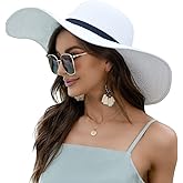Naivlizer Women Wide Brim Sun Hat UPF50 Straw Summer Hat Floppy Beach Hat Roll-Up