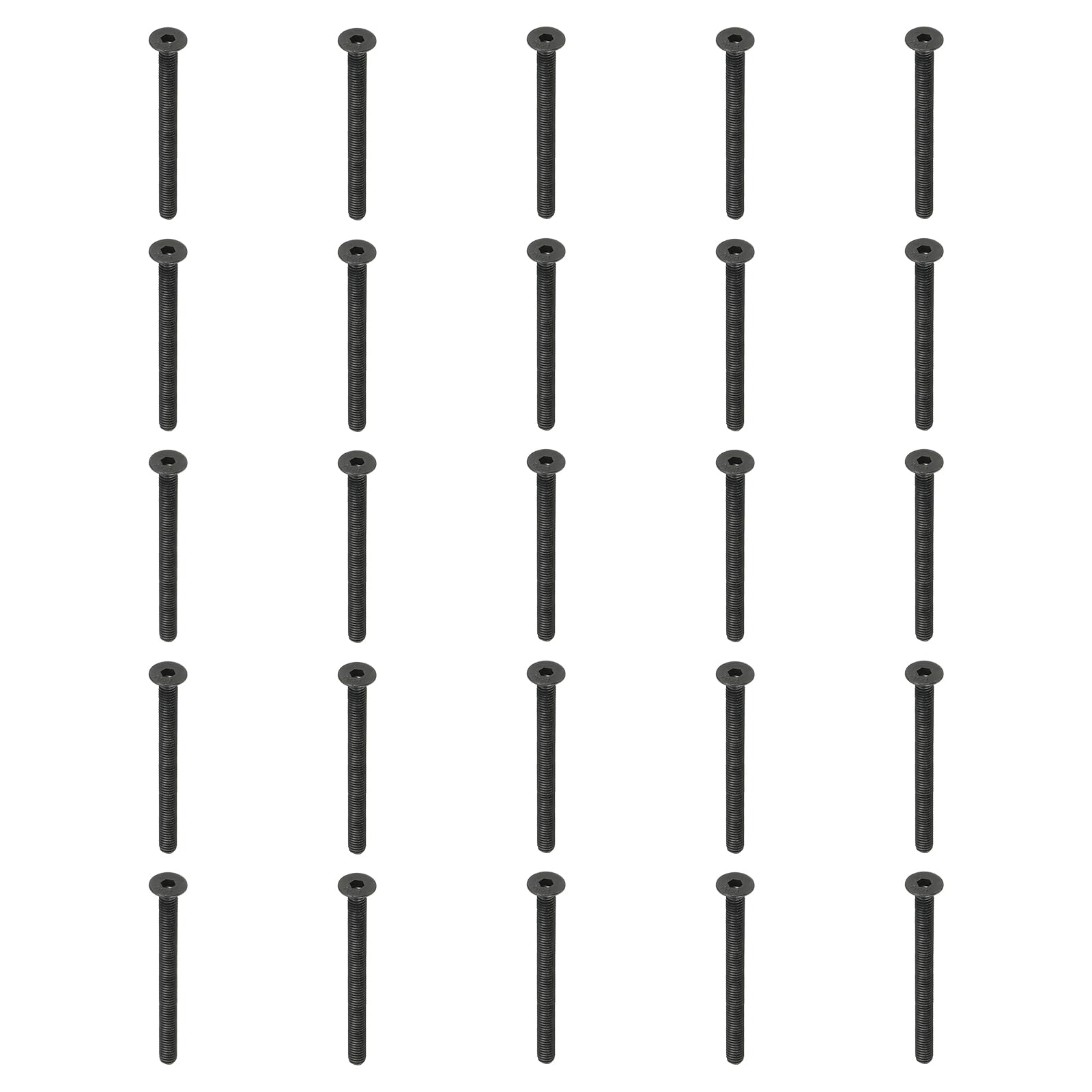 PATIKIL M6 x 60 mm Flat Head Socket Cap Screws, 20 Pack Flat Countersunk Bolts Medium Carbon Steel Hex Socket Drive Machine Screws Full Thread Black Oxide Grade 10.9 — image 1