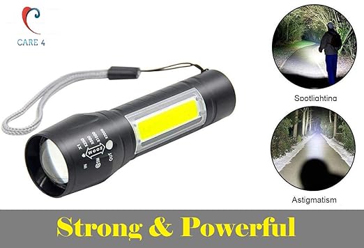 Care 4 LED Flashlight with COB Light Mini Waterproof Portable LED XPE COB Flashlight