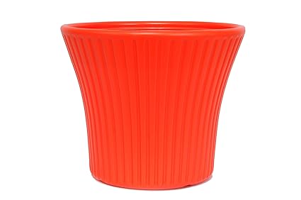 Natures Plus AV Sunrise Plastic Flower Pots for Garden Planters 9 Inches Diameter (Red, Pack of 3)