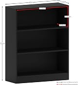 Vida Designs Cambridge 3 Tier Low Bookcase Black Wood Shelving view 3