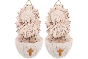 VOSAREA 2pcs Resin Holy Water Font Wall Hanging Decor Elegant Storage Holder for Living Room Religious Ceremonies First Commu