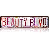 Vintage Beauty Blvd Wall Decor Street Signs Pink Room Metal Tin Signs Gife for Women Girl 16 x 4 Inches