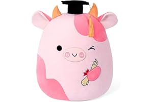OurHonor Graduation Gifts, Middle School 2025 Cow Stuffed Animals Plush with Mini Graduation Cap, Cute Doll Pillow Toys for High/Elementary School Students