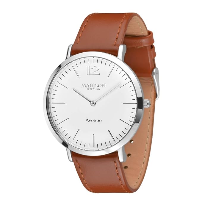 MADISON NEW YORK Unisex Uhr Avenue Silber / Braun Large Onesize
