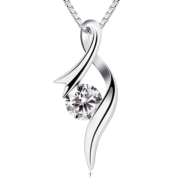 B.Catcher Kette Damen Anhänger 925er Silber Halskette 5A Zirkonia Notenschlüssel 45CM Kettenlänge Valentinstag Geschenk