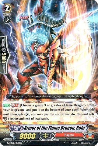 Cardfight!! Vanguard TCG - Armor of the Flame Dragon, Bahr (G-LD02/005EN) - G Legend Deck 2: The Overlord blaze 