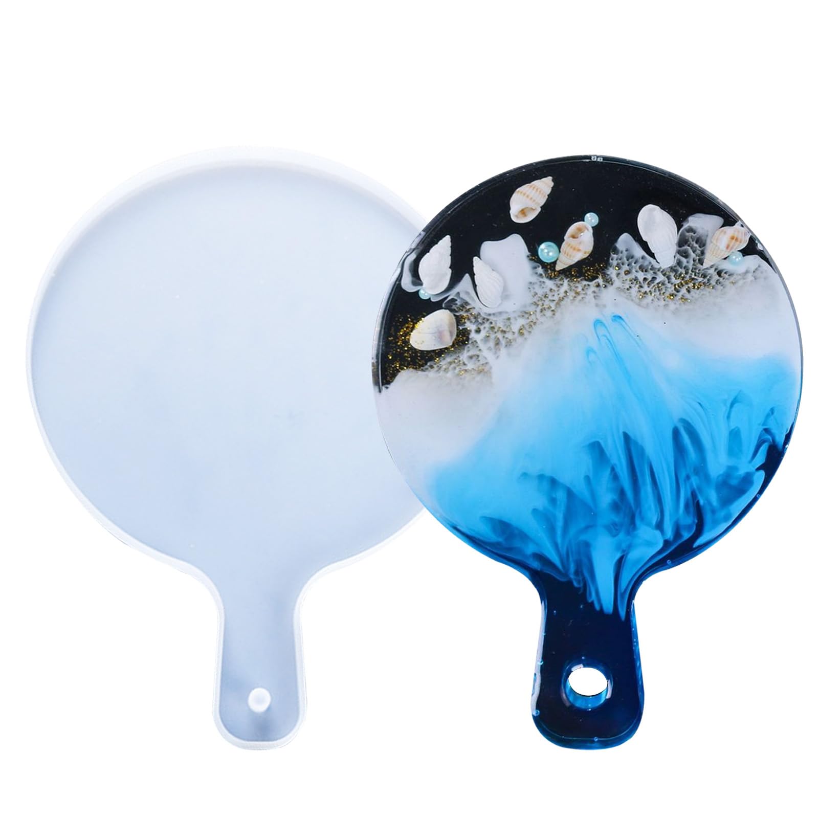 Cheese Board Epoxy Resin Silicone Molds with Handles and Holes, Resin Charcuterie Board Cutting Board Template for Serving Tray, Platter(#1)