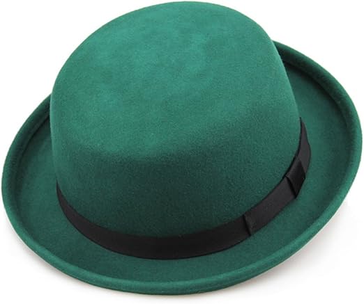 green felt derby hat