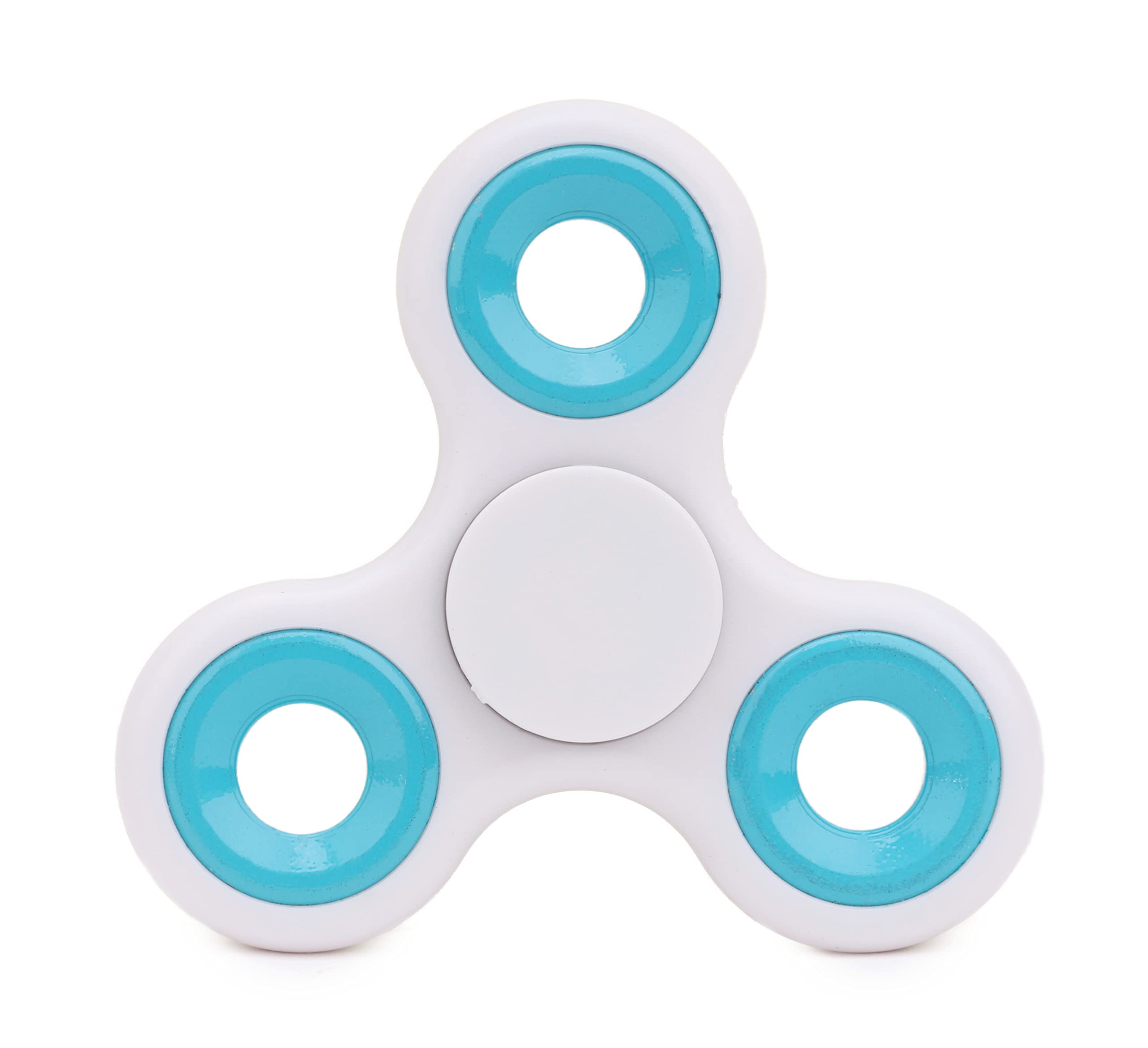 Toyland® Fidget Hand Spinner - Stress and Anxiety Relief - Assorted Colours (White & Blue Rings)