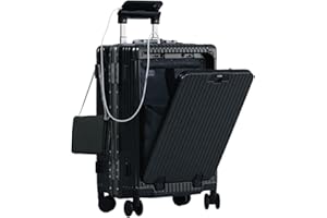 NOBL Travel Carry On Luggage, Noble Zipperless Aluminum Frame PC Hard Shell Suitcase, 20.8"x15"x8.7" Airline Approved, 360° Spinner Wheels, TSA Locks, USB Charging Port, Cup & Phone Holder - Jet Black